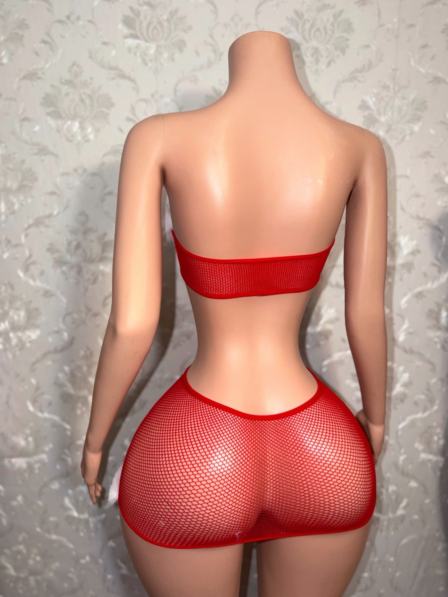 Slay Bellz — Holiday Fur Lined Fishnet Dress Fits XS-L