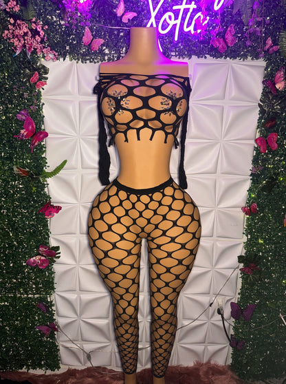Stella Pothole Fishnet 2 Piece Legging Set Fits XS-L