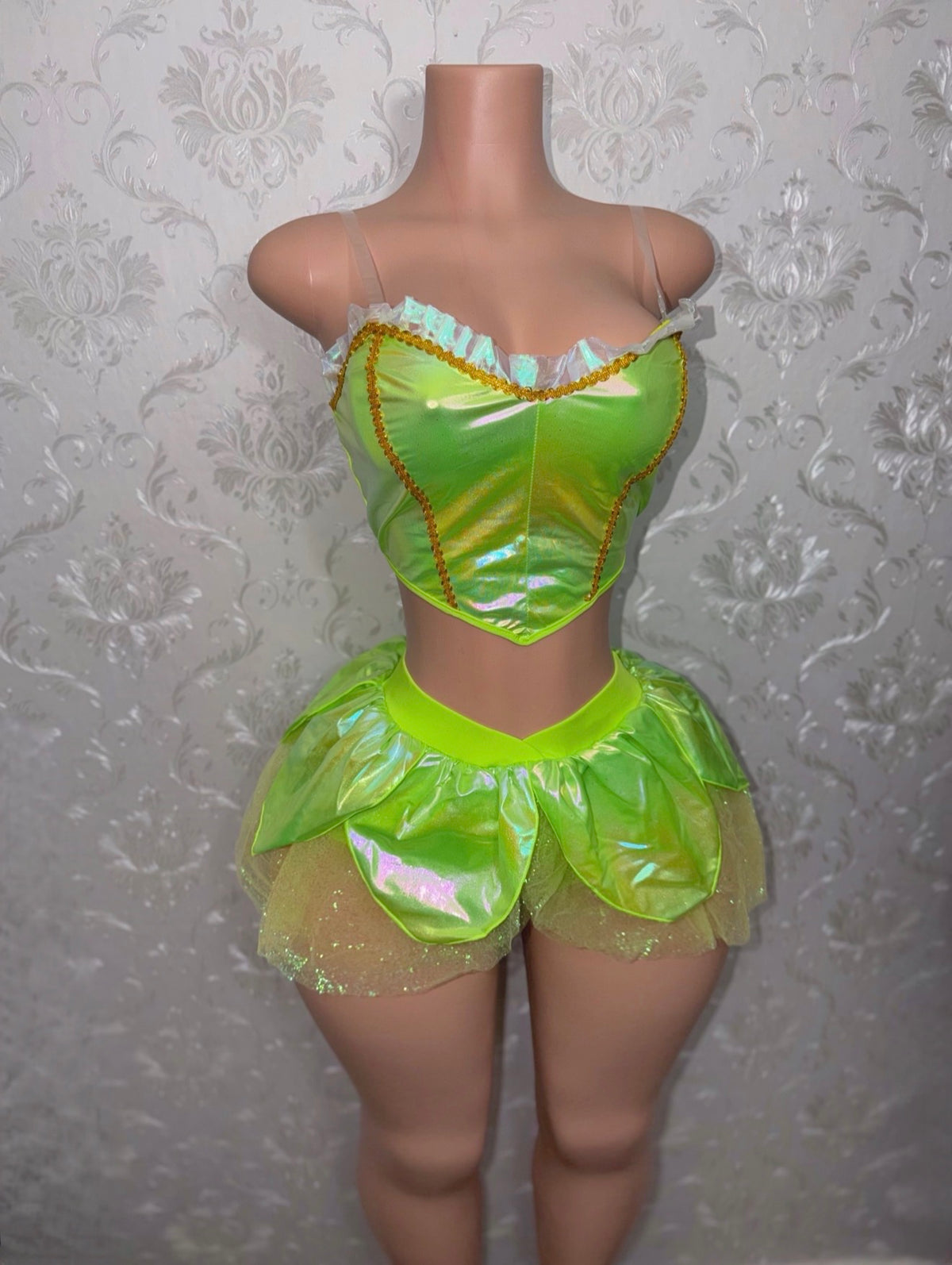 Fairy Princess Costume with Chiffon Tutu Skort 2 Piece Set Optional Wings and Thong
