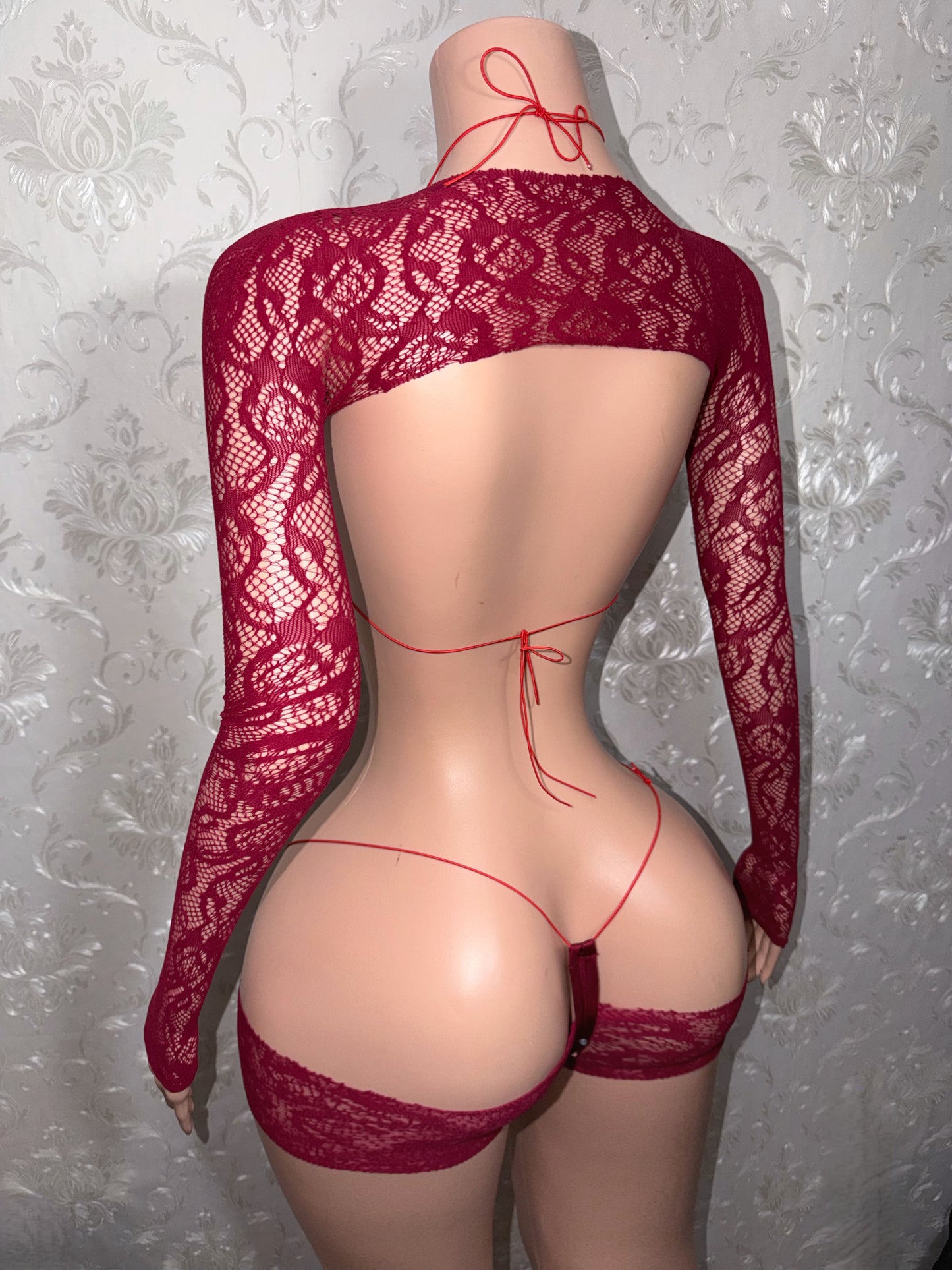 Sangria Suriyah Fishnet Cutoff Shorts Bikini and Shrug 4 Piece Set Fits XS-L