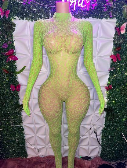 Sherice — Cheetah Fishnet Bodystocking and Clubwear Fits All Sizes