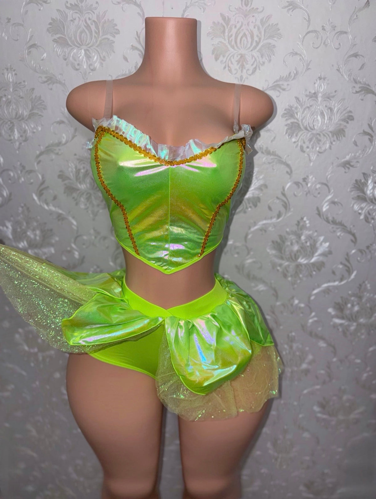 Fairy Princess Costume with Chiffon Tutu Skort 2 Piece Set Optional Wings and Thong