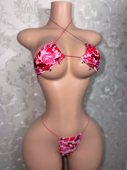 Jungle Doll Pink Camo Bikini Fits XS-L