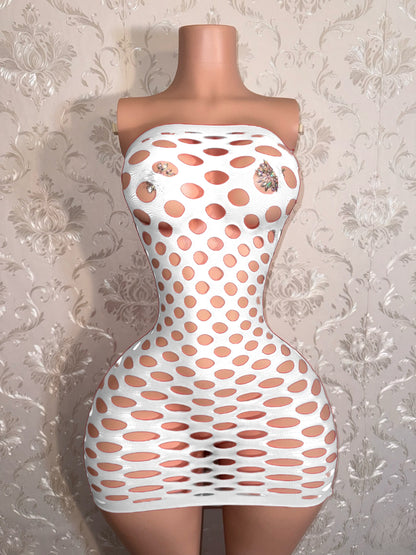 Money Maker Fishnet Tube Mini Dress Fits XS-XL