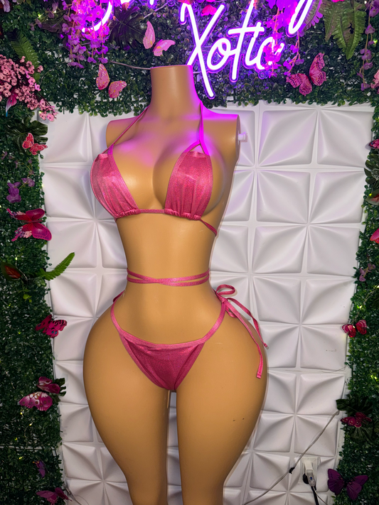 Ariel — Sparkly Hot Pink Bikini Swimwear Friendly Collection Fits M
