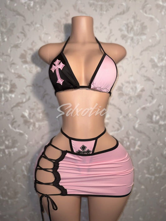 Alabama Barker — 3 Piece Skirt Set with Adjustable Thong