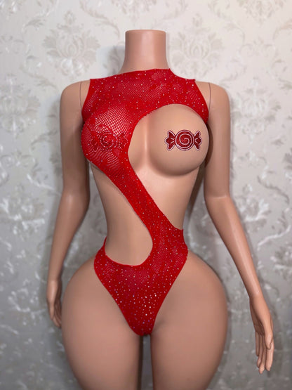 Snowie Bodysuit with Free Glitter Pasties Fits XS-L