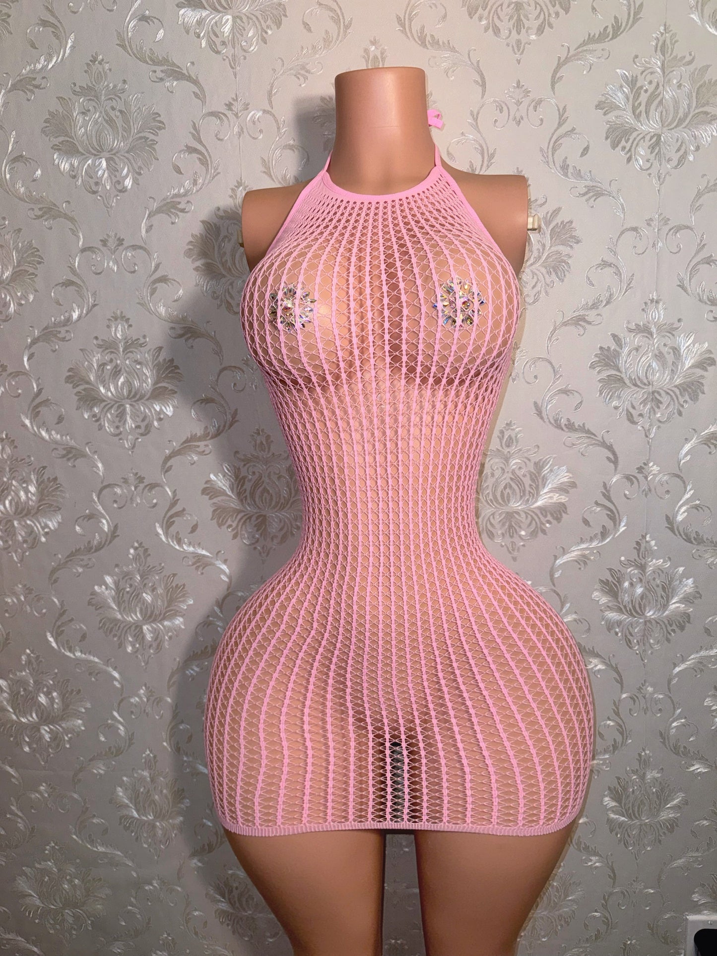 Serena Fishnet Dress Fits XS-XL