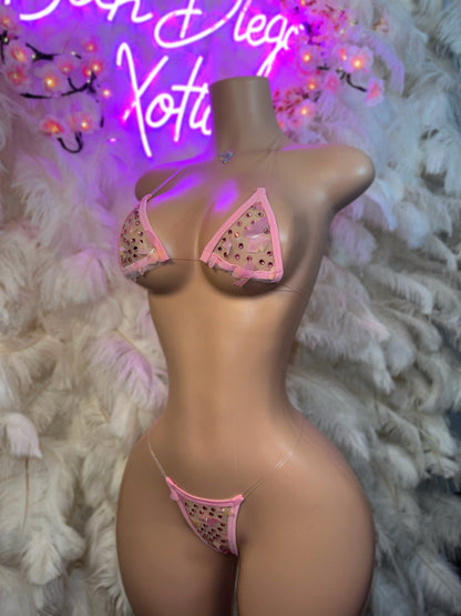 Fairy Princess Micro  — 3D Sheer Butterfly Bikini in Light Pink Fits XS-M