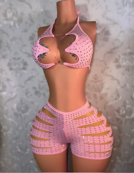 Valentina Diamond Slits Shorts Set