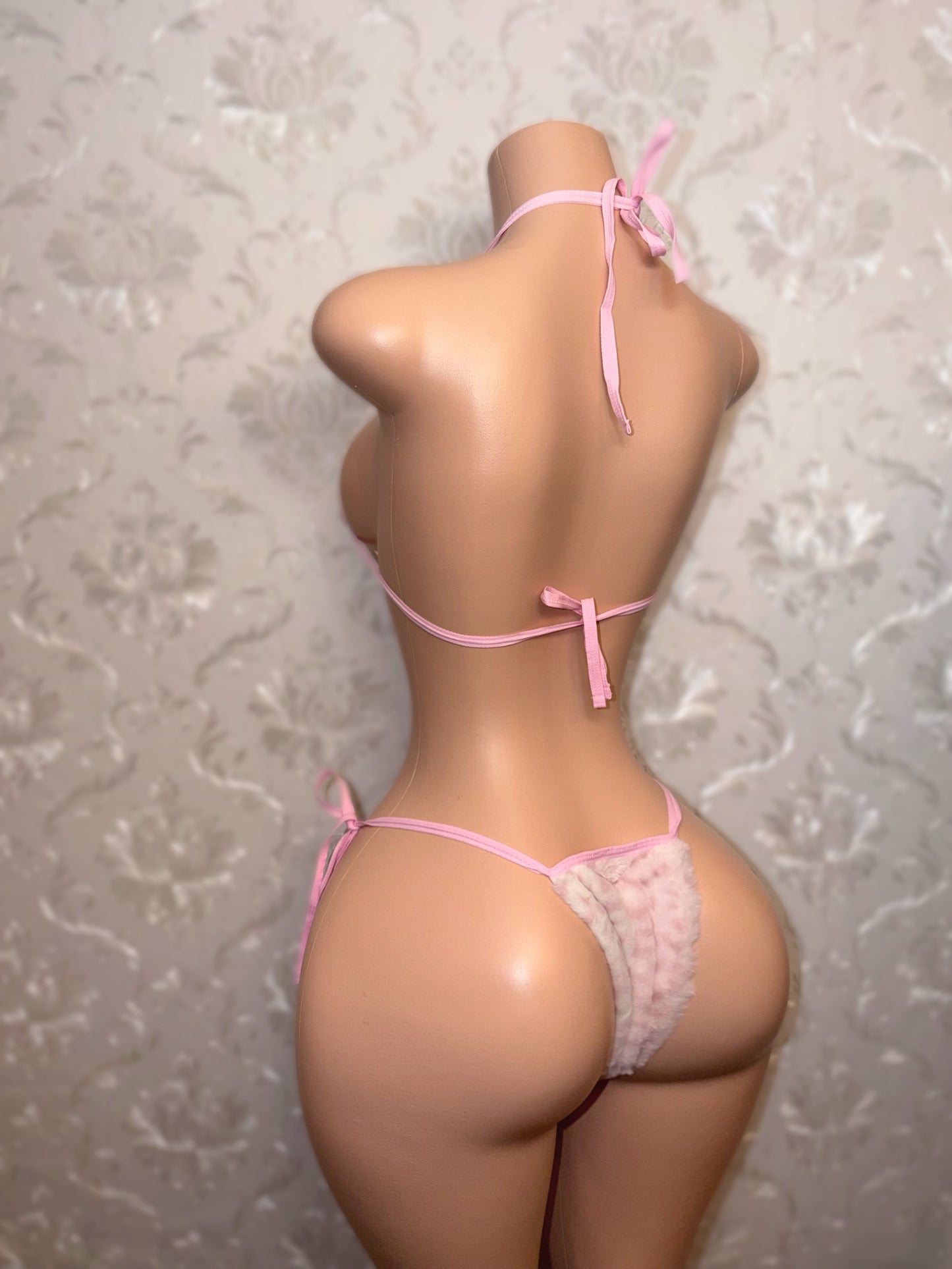 Cave Girl White Leopard Fur Bikini