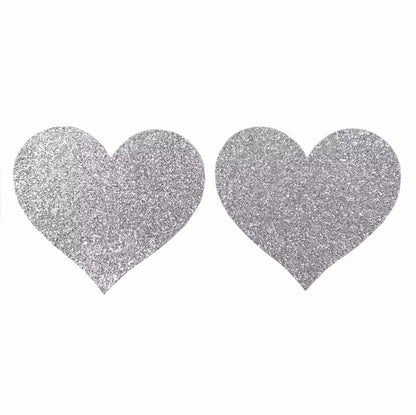 Glitter Pasties Silver Heart