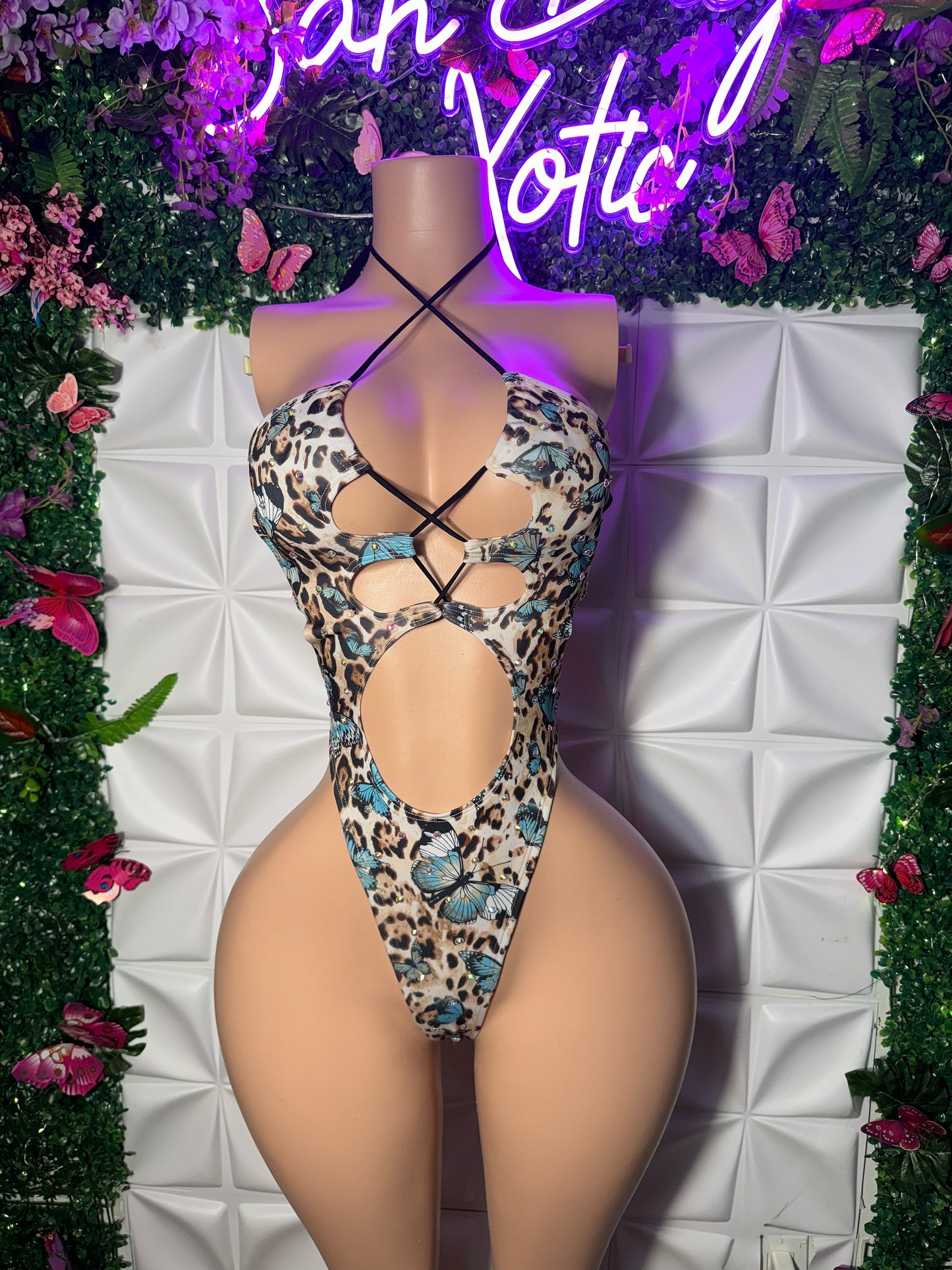 Butterfly Effect — Butterfly Cheetah One Piece with Rhinestones