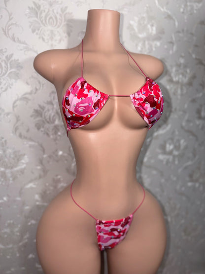 Jungle Doll Pink Camo Bikini Fits XS-L