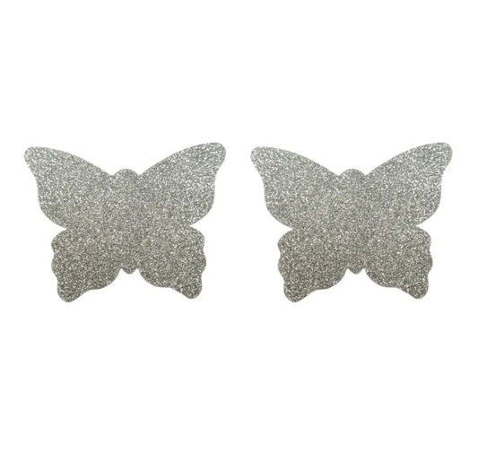 Glitter Pasties - Silver Butterfly