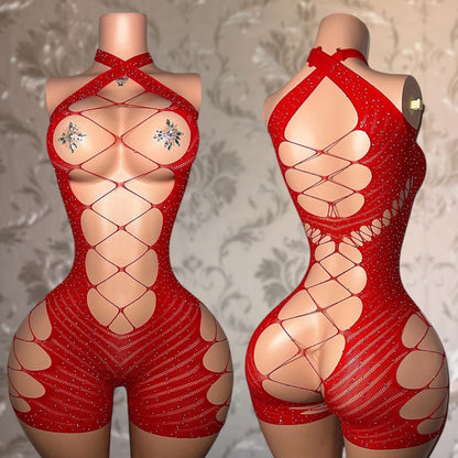 Miami Nightz Fishnet Romper Fits XS-L