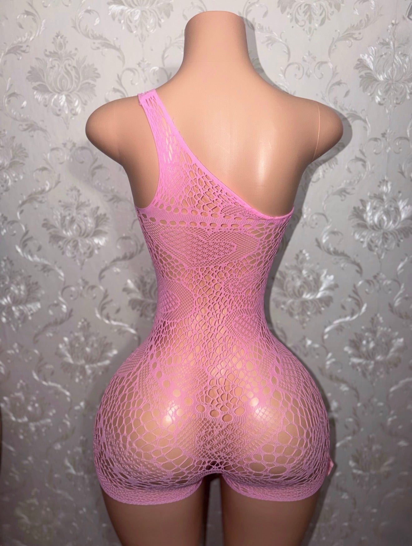 Jaidyn Kawaii Lace Fishnet Romper with Bows Fits XS-XL
