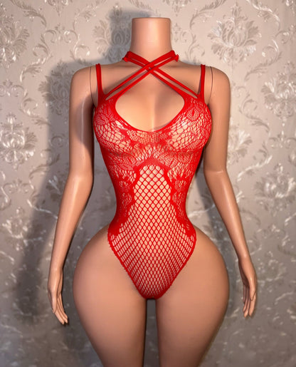 Sultry Vixen Lace Bodysuit with Bows Fits XS-XL