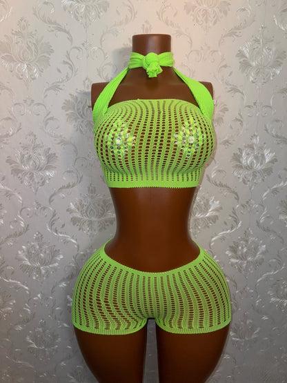 Caleesi — Fishnet Shorts Set Fits XS-L