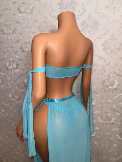 Arabian Princess Sheer Mesh 3 Piece Skirt Set