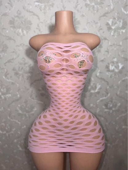 Money Maker Fishnet Dress Fits XS-XL