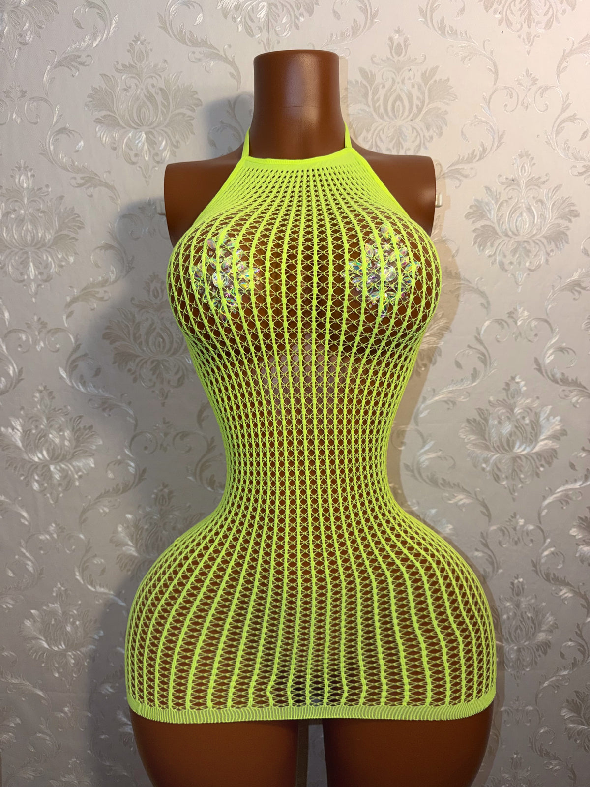 Serena Fishnet Dress Fits XS-XL