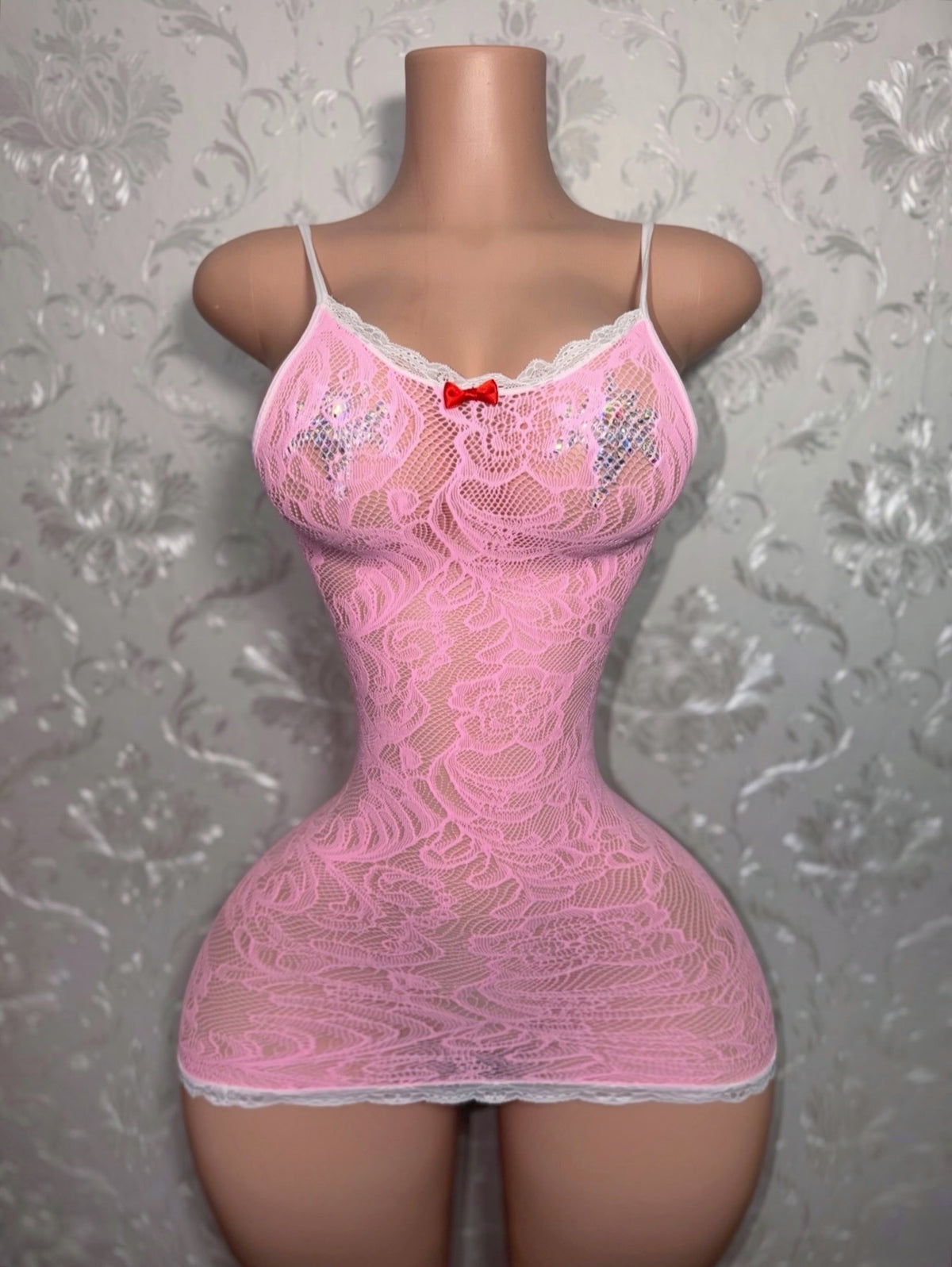 Susie Q Mini Lace Fishnet Dress Fits XS-M