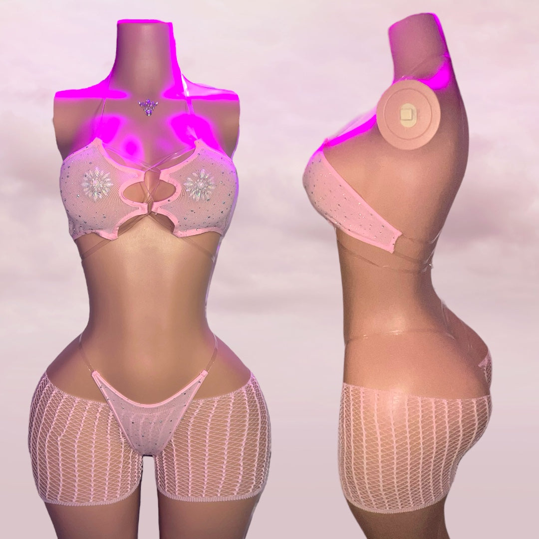 Riyah — 3 Piece Set Pastel Colors with Cut-Off Fishnets