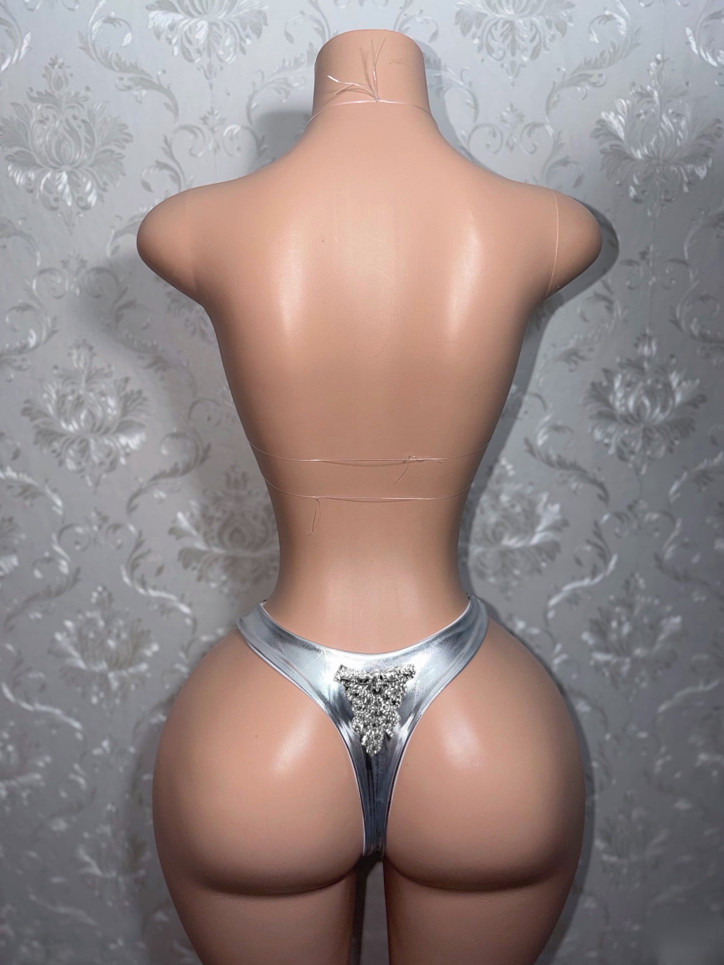 High Priestess Birthday Crystal Diamond Bikini Set with Full Coverage Thong