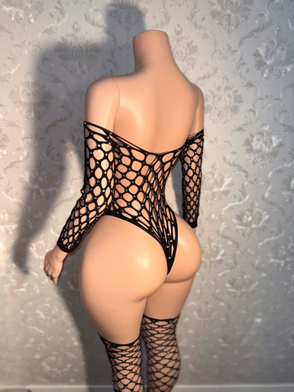 Rhinestone Bodysuit and Stocking Set