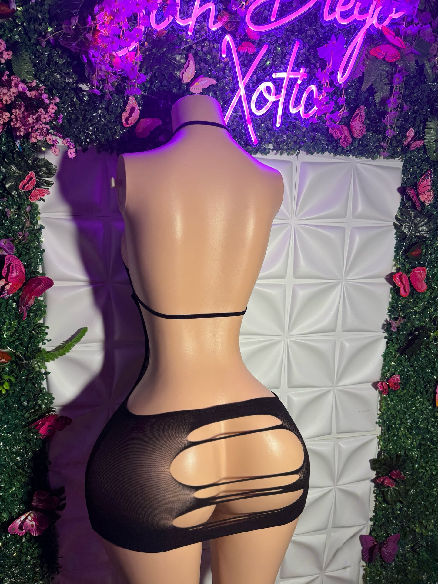 Seductress Cut Out Mesh Dress Fits XS-L