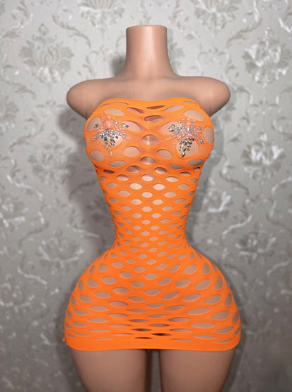 Money Maker Fishnet Dress Fits XS-XL