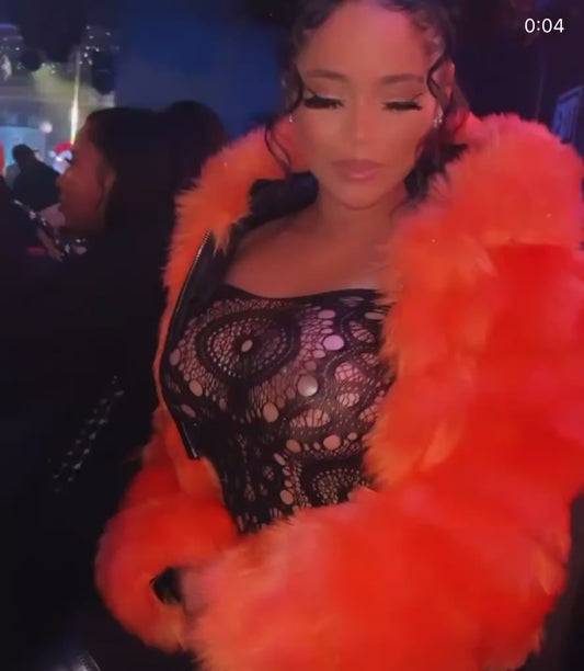 Eye of the Tiger Off Shoulder Fishnet Dress Fits XS-L