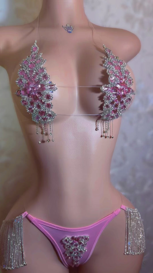 Queen Of Diamonds Crystal Appliqué With Tassel Chaps Birthday Set